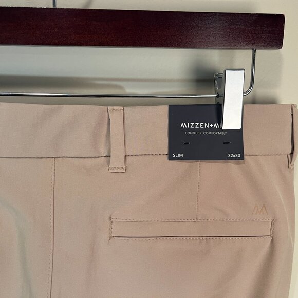 NWT Mizzen+Main Men's tan performance Slim Fit golf Pants 32 X 30 NEW - Picture 3 of 7